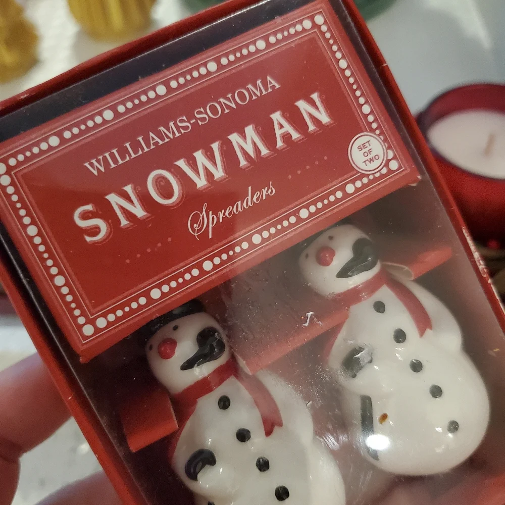 WILLIAMS SONOMA SNOWMAN SPREADERS - SET OF 2